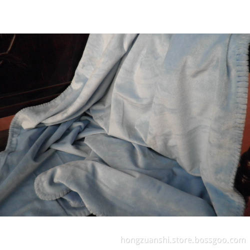 Blue Plain Short Fleece Blanket (HZS-00258)